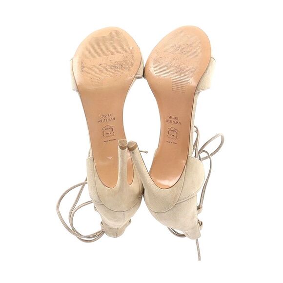 Stuart Weitzman Skydive Sandals in Cream Suede - Picture 7 of 7